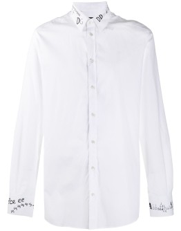 logo detail button-up shirt
