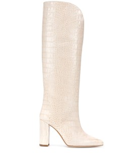 pointed croc-effect boots