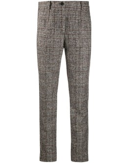checked slim-fit trousers