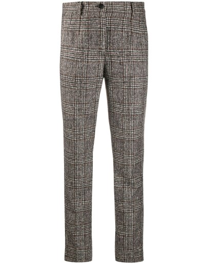 checked slim-fit trousers