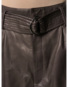 belted lambskin shorts