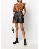 belted lambskin shorts