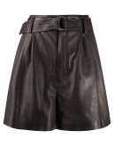 belted lambskin shorts