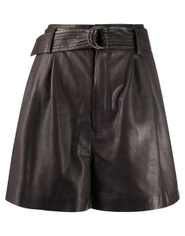 belted lambskin shorts