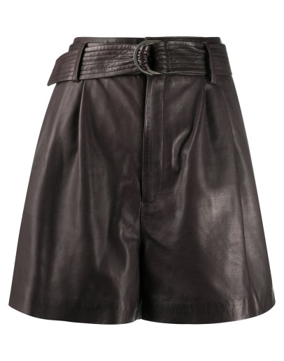 belted lambskin shorts