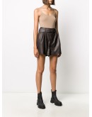 belted lambskin shorts