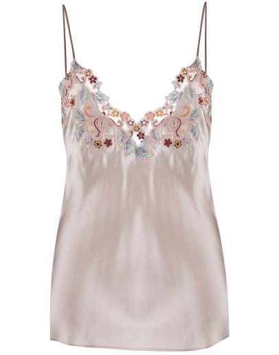 floral embroidered camisole silk top