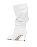 slouchy crocodile-effect boots
