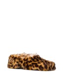 leopard print faux fur mules