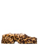 leopard print faux fur mules
