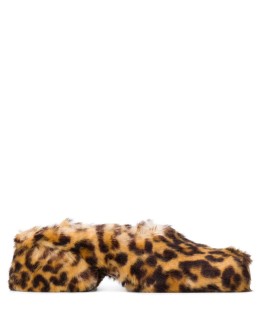 leopard print faux fur mules