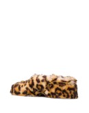 leopard print faux fur mules