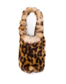leopard print faux fur mules