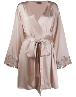 embroidered silk satin short robe