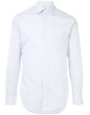 micro-stripe print long-sleeved shirt