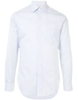micro-stripe print long-sleeved shirt