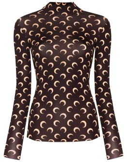 Crescent Moon print turtleneck top