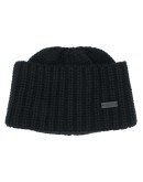 logo plaque knitted hat