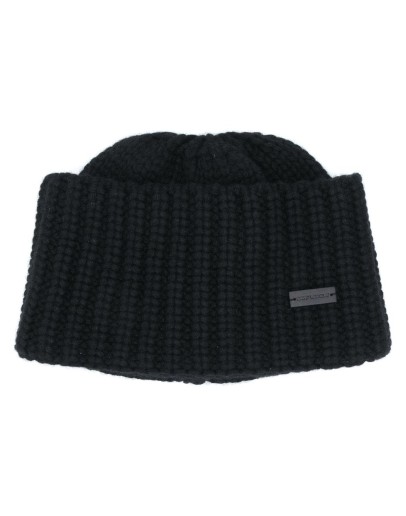 logo plaque knitted hat