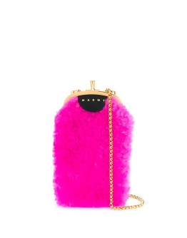 shearling crossbody phone holder