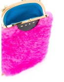 shearling crossbody phone holder