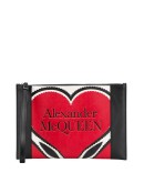 heart motif clutch bag
