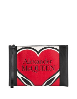heart motif clutch bag