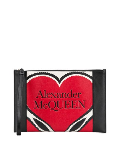 heart motif clutch bag