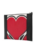 heart motif clutch bag