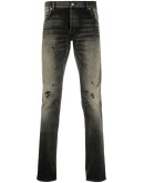 distressed detail slim-fit jeans
