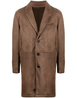 single-breasted leather coat