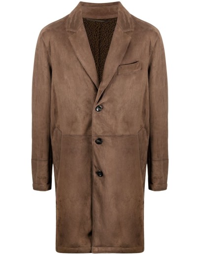 single-breasted leather coat