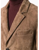 single-breasted leather coat