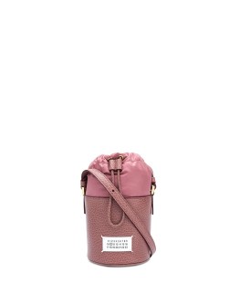 logo patch crossbody bucket bag