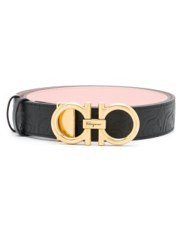 Gancini buckle leather belt 