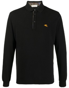 long-sleeved embroidered logo polo shirt