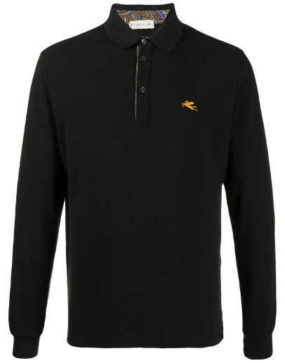 long-sleeved embroidered logo polo shirt