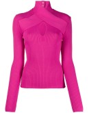wrap neckline ribbed jumper
