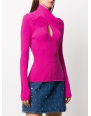 wrap neckline ribbed jumper