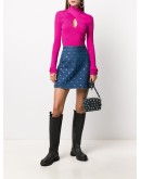 wrap neckline ribbed jumper