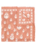 Skull print frayed scarf