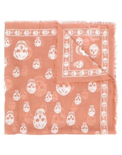 Skull print frayed scarf