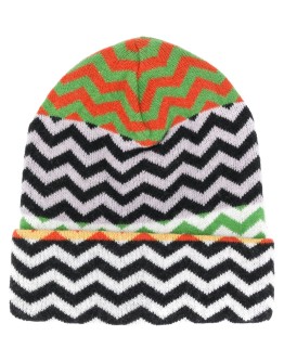 intarsia zig-zag knit beanie
