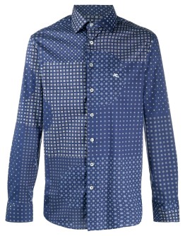 panelled button-up shirt