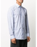 striped button-up shirt