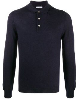 long-sleeved knitted polo shirt