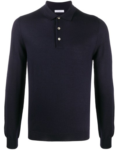 long-sleeved knitted polo shirt