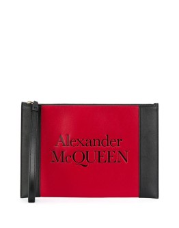 embossed logo colour block clutch