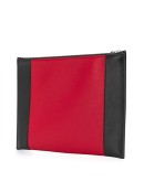 embossed logo colour block clutch