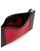 embossed logo colour block clutch